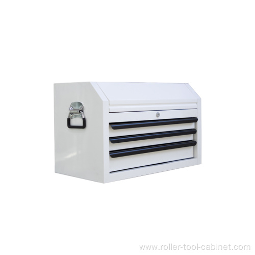 White Tool Box Top Chest with Three Drawers